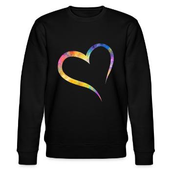 Mehrfarbige Herzliebe - Stanley/Stella Unisex Bio-Sweatshirt CHANGER  - Schwarz - Vorne - Nik (191cm) & Marisol (170cm)