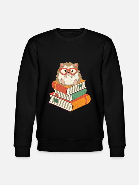Igel auf Büchern - Stanley/Stella Unisex Bio-Sweatshirt CHANGER  - Schwarz