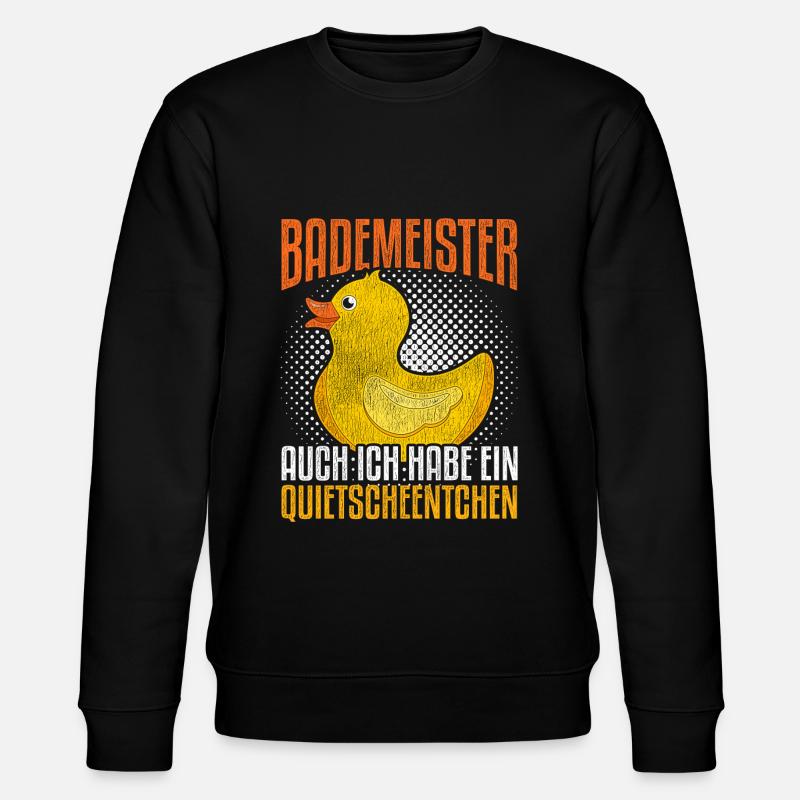 Bademeister Badeentchen Spruch - Stanley/Stella Unisex Bio-Sweatshirt CHANGER  - Schwarz