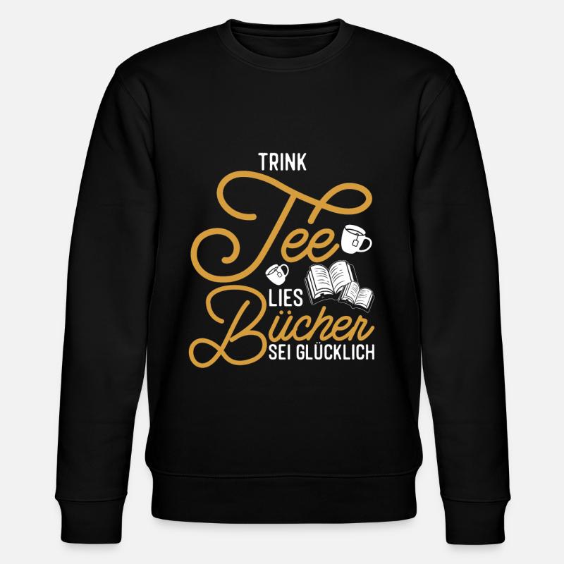 Leseratte Tee Spruch Bücherwurm - Stanley/Stella Unisex Bio-Sweatshirt CHANGER  - Schwarz
