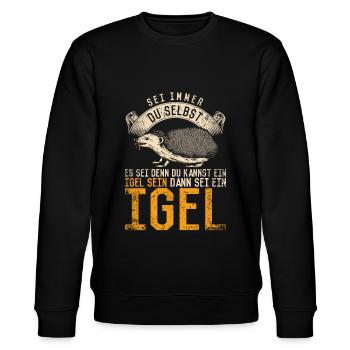 Vintage Igel Spruch - Stanley/Stella Unisex Bio-Sweatshirt CHANGER  - Schwarz - Vorne - Nik (191cm) & Marisol (170cm)