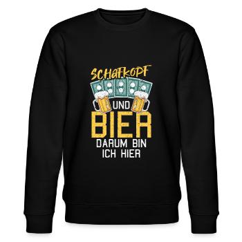 Schafkopf und Bier Kartenspiel Schafkopfen - Stanley/Stella Unisex Bio-Sweatshirt CHANGER  - Schwarz - Vorne - Nik (191cm) & Marisol (170cm)