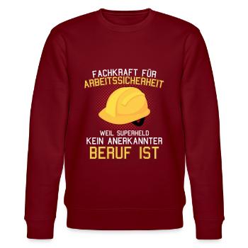 Arbeitssicherheit Fachkraft Sifa Spruch - Stanley/Stella Unisex Bio-Sweatshirt CHANGER  - Burgunderrot - Vorne - Nik (191cm) & Marisol (170cm)