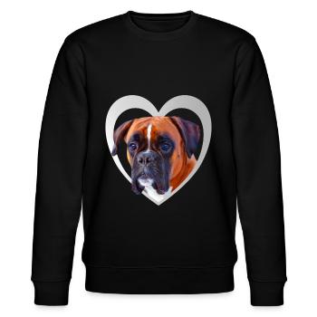 I Love my Boxer - Boxer im Herz - Boxer Hund - Stanley/Stella Unisex Bio-Sweatshirt CHANGER  - Schwarz - Vorne - Nik (191cm) & Marisol (170cm)
