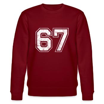 Number 67 - Stanley/Stella CHANGER Unisex Organic Sweatshirt - burgundy - Front - Nik (191cm) & Marisol (170cm)