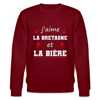 cadeau marrant bretagne bière - Sweat bio CHANGER Stanley/Stella Unisexe - bordeaux - Devant - Nik (191cm) & Marisol (170cm)