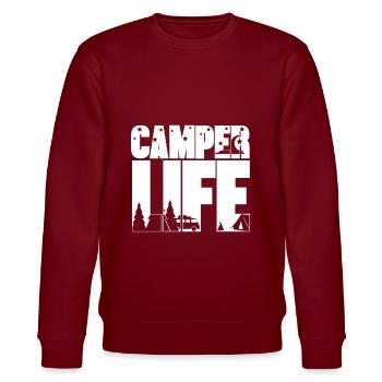 Camper Life Nature Camping Adventure Travel - Stanley/Stella CHANGER Unisex Organic Sweatshirt - burgundy - Front - Nik (191cm) & Marisol (170cm)