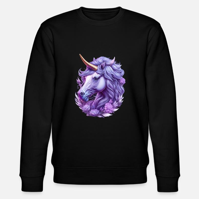 Majestätisches Einhorn - Stanley/Stella Unisex Bio-Sweatshirt CHANGER  - Schwarz