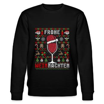 Ugly Christmas Wein Geschenk Weintrinker Rotwein - Stanley/Stella Unisex Bio-Sweatshirt CHANGER  - Schwarz - Vorne - Nik (191cm) & Marisol (170cm)