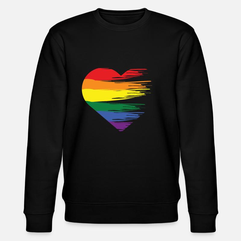 Rainbow Equality Heartbeat Gift - Stanley/Stella CHANGER Unisex Organic Sweatshirt - black