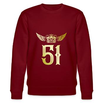 51 Zahl Krone - Stanley/Stella Unisex Bio-Sweatshirt CHANGER  - Burgunderrot - Vorne - Nik (191cm) & Marisol (170cm)