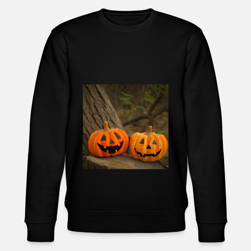 Halloween Kürbis - Stanley/Stella Unisex Bio-Sweatshirt CHANGER  - Schwarz