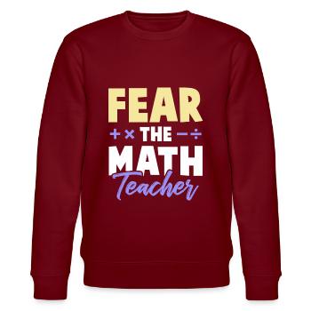 math teacher - Stanley/Stella CHANGER Unisex Organic Sweatshirt - burgundy - Front - Nik (191cm) & Marisol (170cm)