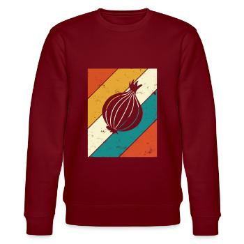 Onion Lover Retro Vegetables Vegan Gift idea - Stanley/Stella Unisex Bio-Sweatshirt CHANGER  - Burgunderrot - Vorne - Nik (191cm) & Marisol (170cm)