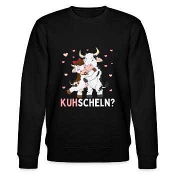 Süßes Kuhscheln Kuh Kühe Kuscheln Bauer - Stanley/Stella Unisex Bio-Sweatshirt CHANGER  - Schwarz - Vorne - Nik (191cm) & Marisol (170cm)
