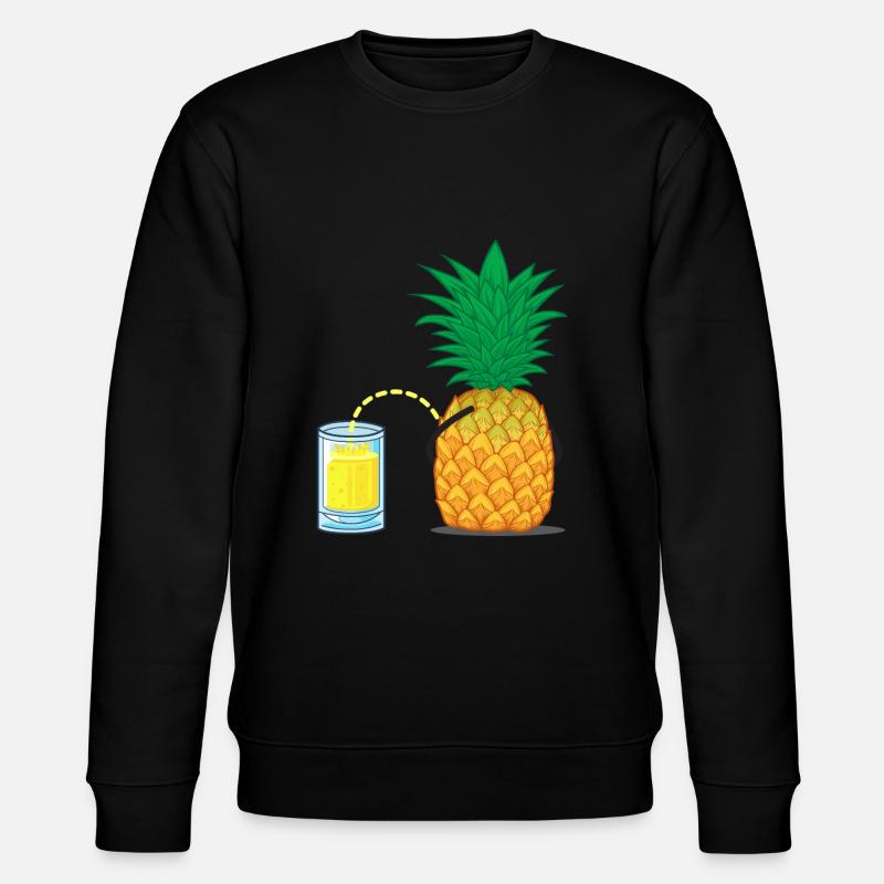 Witzige Ananas Ananassaft - Stanley/Stella Unisex Bio-Sweatshirt CHANGER  - Schwarz
