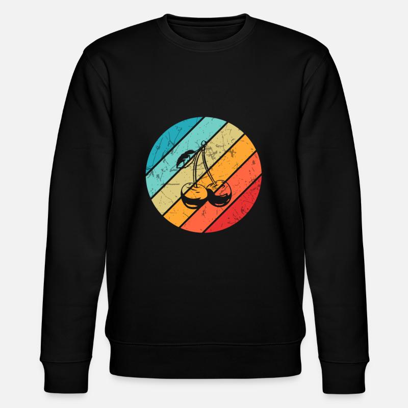 Kirsche Retro Frucht Obst Rund - Stanley/Stella Unisex Bio-Sweatshirt CHANGER - Schwarz