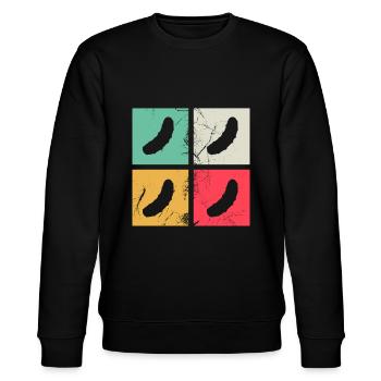 Gurke Essiggurke Kukumer Retro Geschenk - Stanley/Stella Unisex Bio-Sweatshirt CHANGER  - Schwarz - Vorne - Nik (191cm) & Marisol (170cm)