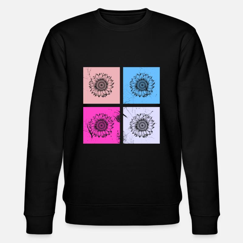Sonnenblume Blüte Blume Retro Geschenk - Stanley/Stella Unisex Bio-Sweatshirt CHANGER  - Schwarz