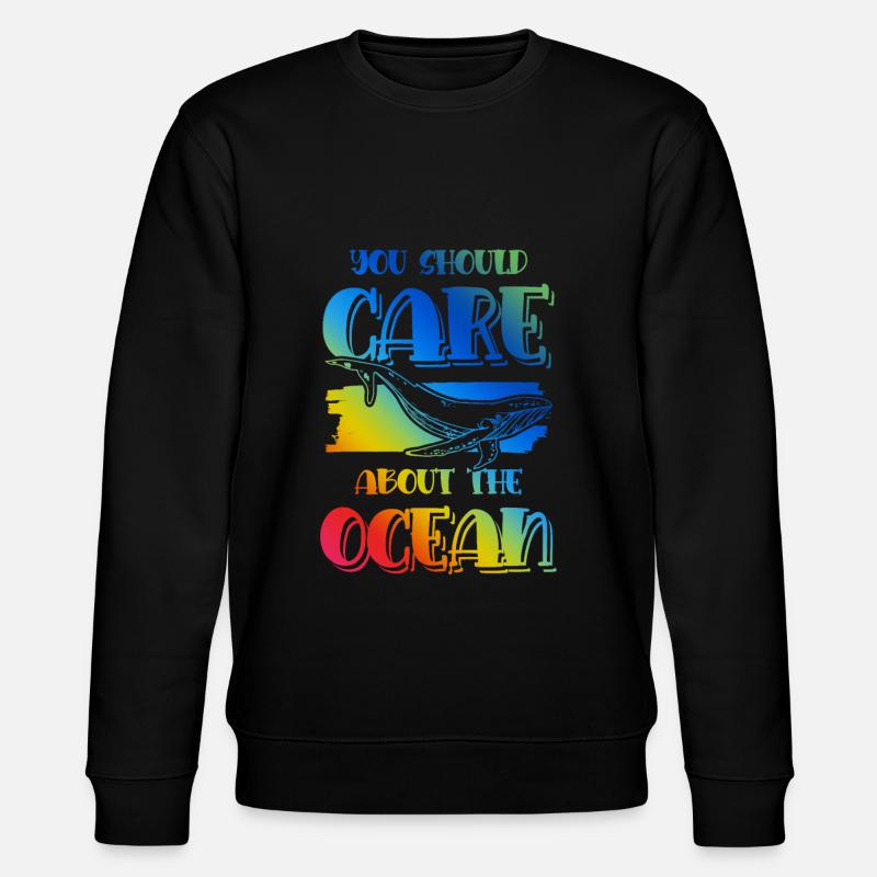 save the ocean spruch - Stanley/Stella Unisex Bio-Sweatshirt CHANGER  - Schwarz