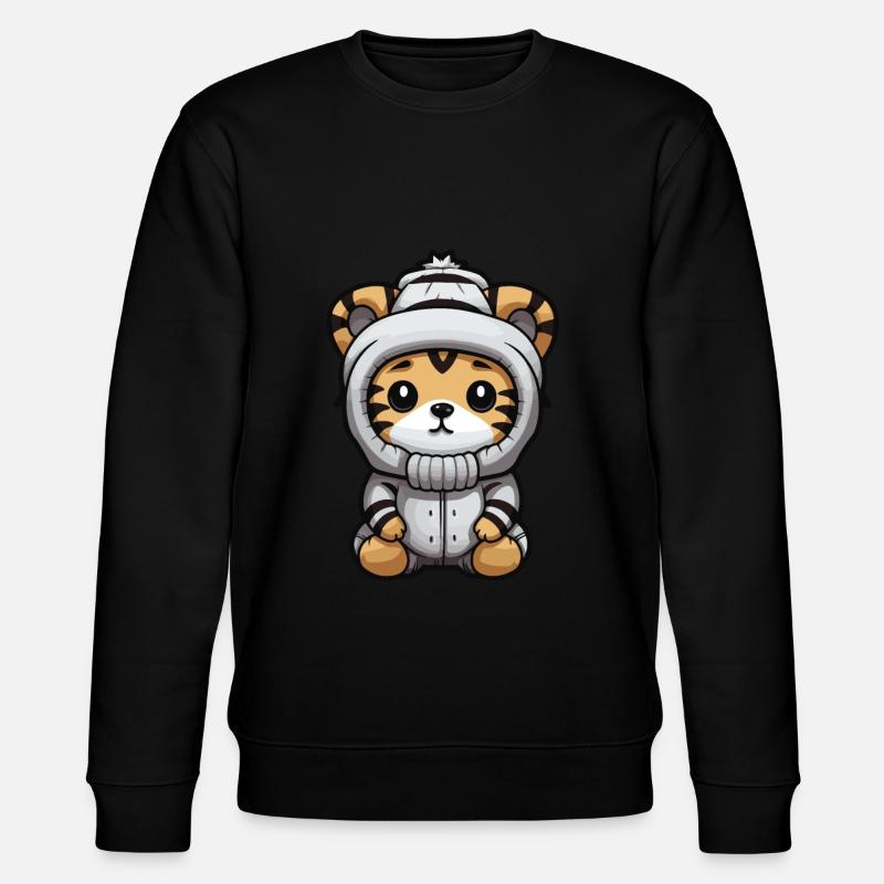 Tiger Winter Comic Cute - Stanley/Stella CHANGER Unisex Organic Sweatshirt - black