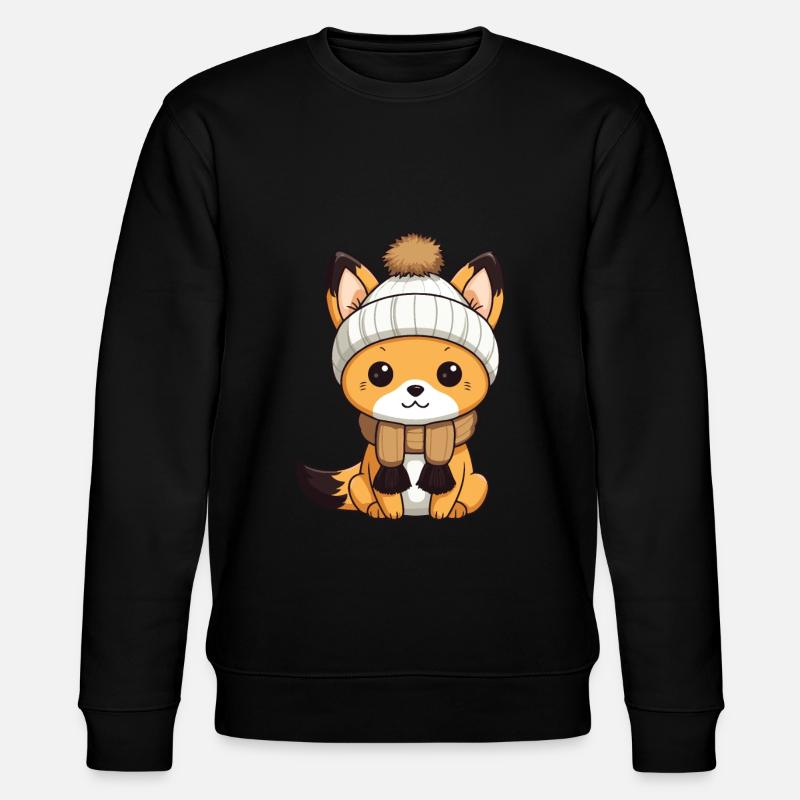 Fox Winter Animal Cute Comic - Stanley/Stella CHANGER Unisex Organic Sweatshirt - black