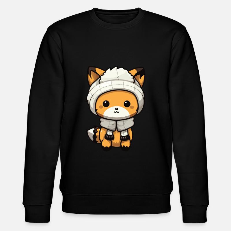 Fox Winter Animal Cute Comic - Stanley/Stella CHANGER Unisex Organic Sweatshirt - black