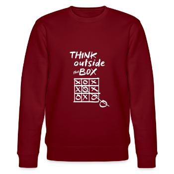 Tic-Tac-Toe-Denken außerhalb der Box - Stanley/Stella Unisex Bio-Sweatshirt CHANGER  - Burgunderrot - Vorne - Nik (191cm) & Marisol (170cm)
