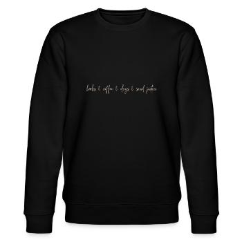 Books Coffee Dogs Social Justice Women - Stanley/Stella CHANGER Unisex Organic Sweatshirt - black - Front - Nik (191cm) & Marisol (170cm)