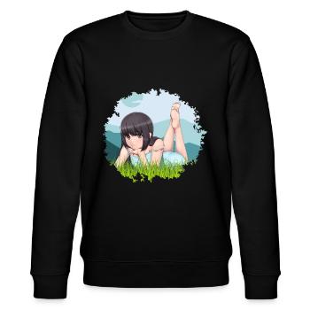 Anime Girl dans l’herbe de la nature avec des montagnes - Sweat bio CHANGER Stanley/Stella Unisexe - noir - Devant - Nik (191cm) & Marisol (170cm)