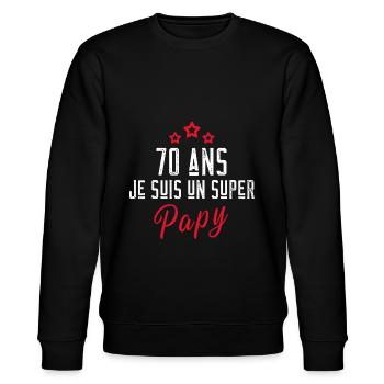 Je suis un super papy cadeau anniversaire 70 ans - Sweat bio CHANGER Stanley/Stella Unisexe - noir - Devant - Nik (191cm) & Marisol (170cm)