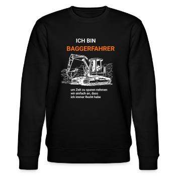 Ich bin Baggerfahrer - Stanley/Stella Unisex Bio-Sweatshirt CHANGER  - Schwarz - Vorne - Nik (191cm) & Marisol (170cm)