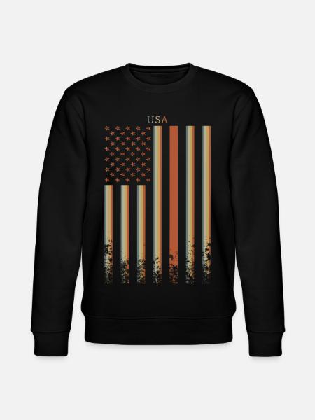 USA Flag Retro - Stanley/Stella CHANGER Unisex Organic Sweatshirt - black