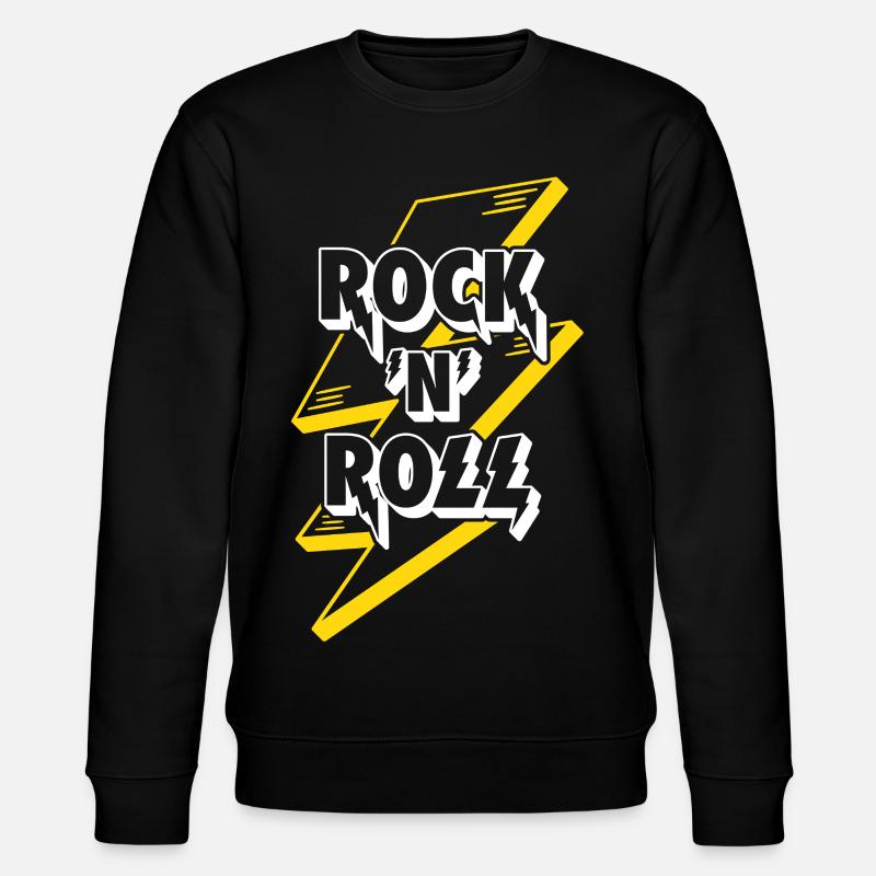 Rock'N'Roll Text Logo With Lightning - Stanley/Stella CHANGER Unisex Organic Sweatshirt - black