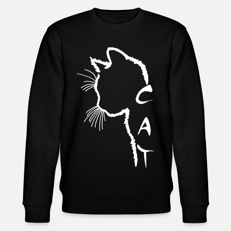 White Cat Silhouette - Stanley/Stella CHANGER Unisex Organic Sweatshirt - black