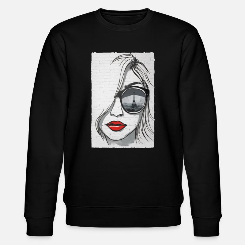 Graffiti-Mädchen in Paris - Eiffelturm - Stanley/Stella Unisex Bio-Sweatshirt CHANGER - Schwarz