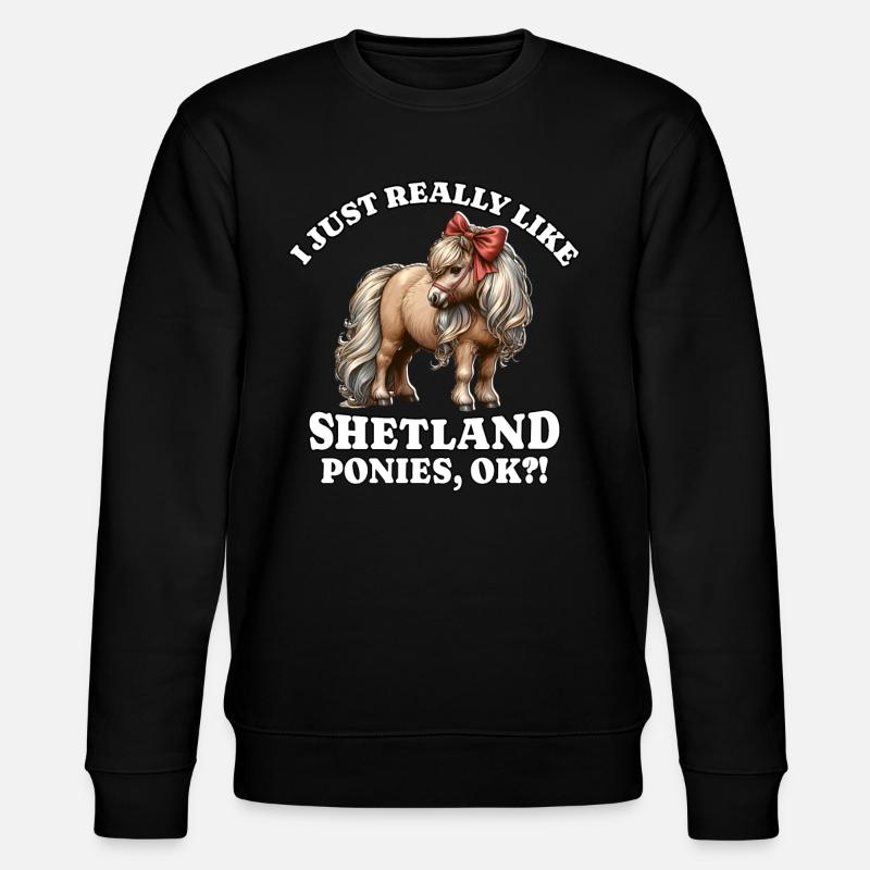 Shetland Pony Pferd - Stanley/Stella Unisex Bio-Sweatshirt CHANGER  - Schwarz