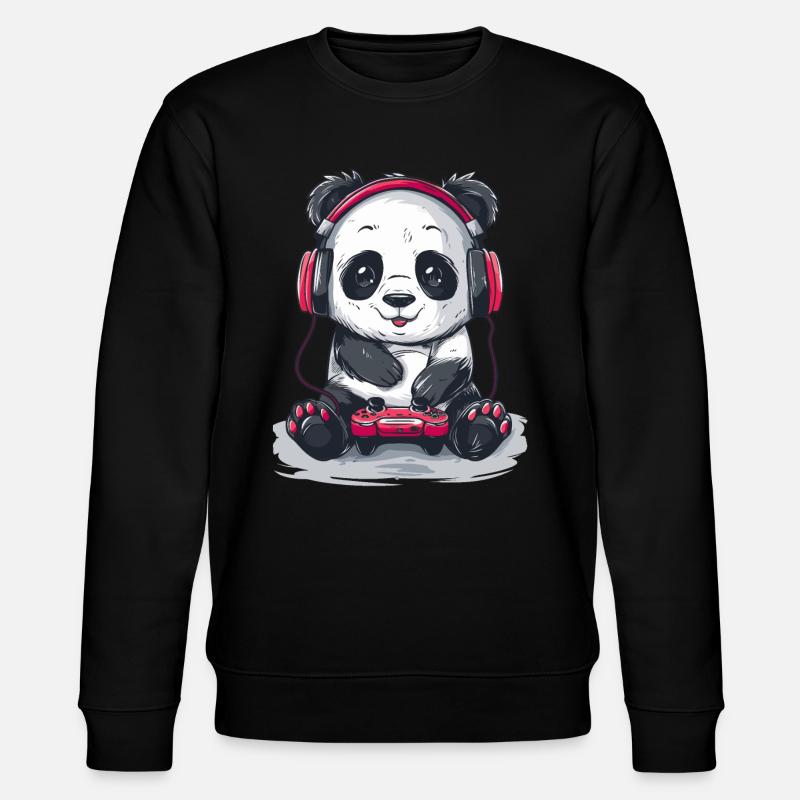 Panda Videospiel - Stanley/Stella Unisex Bio-Sweatshirt CHANGER  - Schwarz