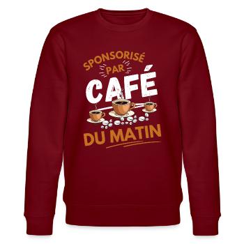 Sponsorisé par café du matin - Sweat bio CHANGER Stanley/Stella Unisexe - bordeaux - Devant - Nik (191cm) & Marisol (170cm)