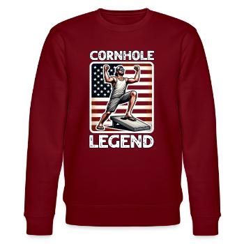 Cornhole - Stanley/Stella Unisex Bio-Sweatshirt CHANGER  - Burgunderrot - Vorne - Nik (191cm) & Marisol (170cm)