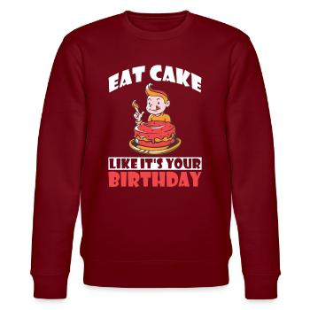 Cake Lover Cake Gift - Stanley/Stella CHANGER Unisex Organic Sweatshirt - burgundy - Front - Nik (191cm) & Marisol (170cm)