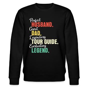 Tour Guide Papa - Stanley/Stella Unisex Bio-Sweatshirt CHANGER  - Schwarz - Vorne - Nik (191cm) & Marisol (170cm)