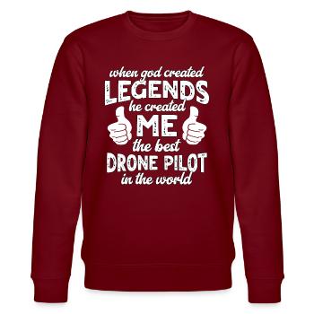 Légende du meilleur pilote de drone - Sweat bio CHANGER Stanley/Stella Unisexe - bordeaux - Devant - Nik (191cm) & Marisol (170cm)
