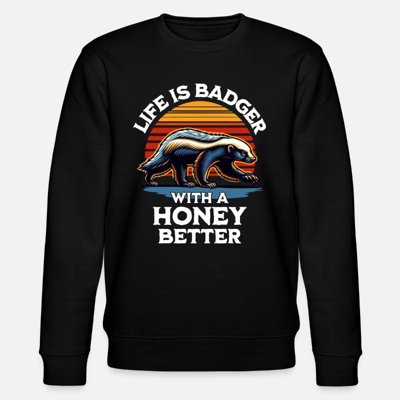Honigdachs Spruch - Stanley/Stella Unisex Bio-Sweatshirt CHANGER  - Schwarz