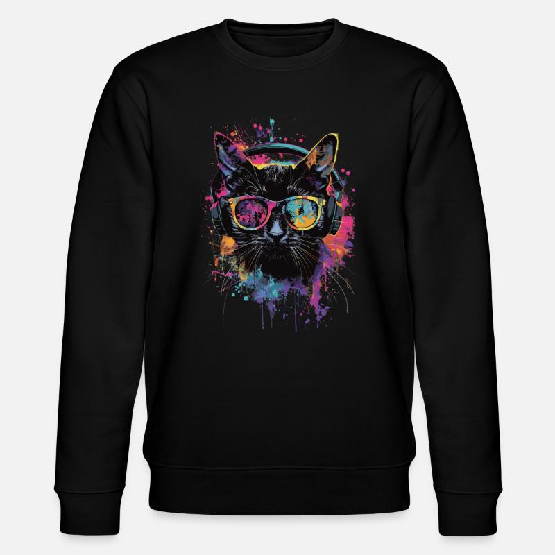 Schwarze Katze - Stanley/Stella Unisex Bio-Sweatshirt CHANGER  - Schwarz