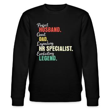 HR Specialist Dad - Stanley/Stella CHANGER Unisex Organic Sweatshirt - black - Front - Nik (191cm) & Marisol (170cm)