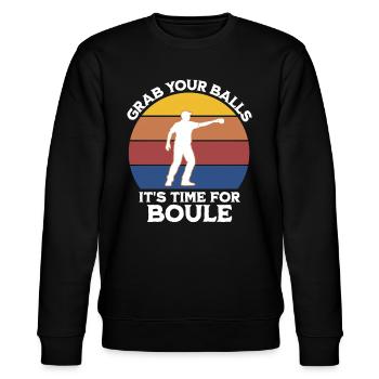 Lustiger Boule Spruch - Stanley/Stella Unisex Bio-Sweatshirt CHANGER  - Schwarz - Vorne - Nik (191cm) & Marisol (170cm)