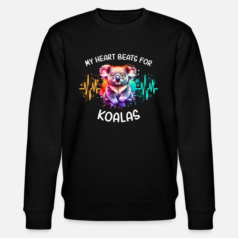ECG Koala Heart Line - Stanley/Stella CHANGER Unisex Organic Sweatshirt - black