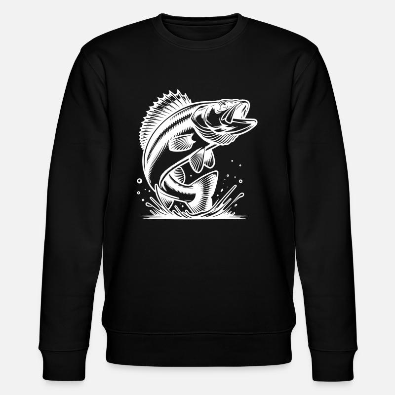 Eleganter springender Zander Raubfisch - Stanley/Stella Unisex Bio-Sweatshirt CHANGER  - Schwarz