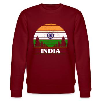 Indien - Stanley/Stella Unisex Bio-Sweatshirt CHANGER  - Burgunderrot - Vorne - Nik (191cm) & Marisol (170cm)